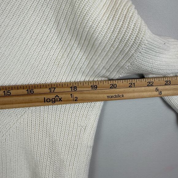 Maje Meteo Sweater Women 1 Small Ivory Knit Ribbed V-Neck Tennis Preppy Jumper - Picture 6 of 7